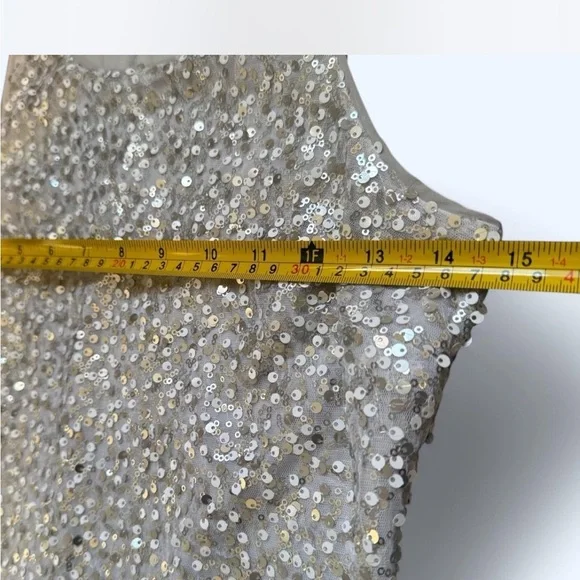 White House Black Market Silver Sequin Sparkle Mini Dress - size 00 - Picture 5 of 8